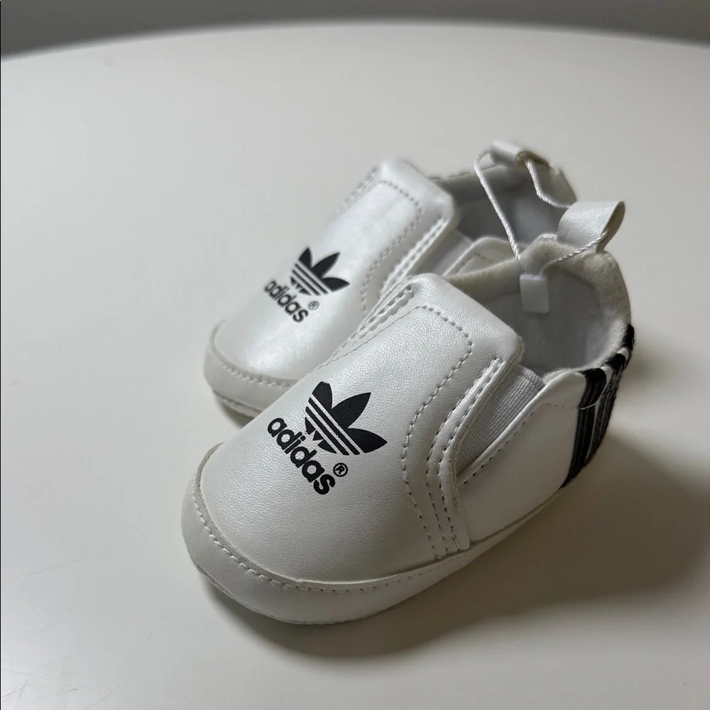 adidas White and Black Baby Slip-On Shoes